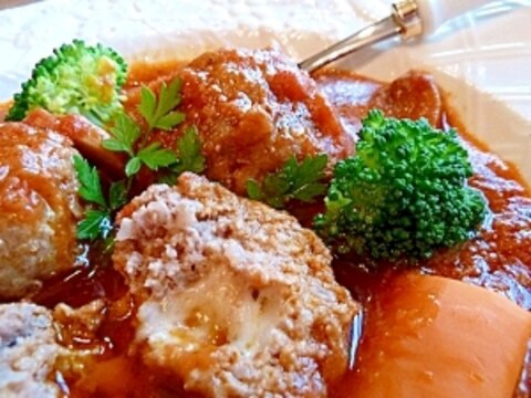 チーズ入りミートボールのトマトソース煮 レシピ 作り方 By Kouaya2319 楽天レシピ チーズ入りミートボールのトマトソース煮 レシピ 作り方 By Kouaya2319 楽天レシピ